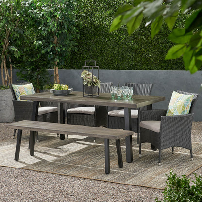Altair Outdoor 6 Piece Aluminum Dining Set with Bench