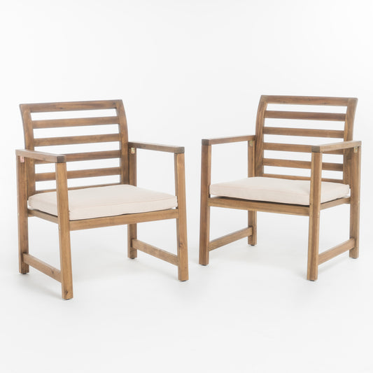 Eveleigh Coastal Outdoor Natural Stained Acacia Wood Club Chair (Set of 2)