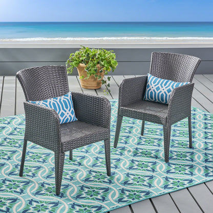 Daisy Outdoor Gray Wicker Dining Chair (Set of 2)