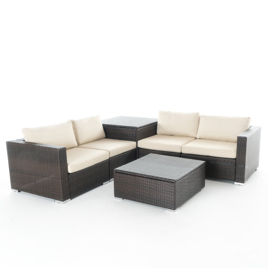 Francisco 6pc Outdoor Wicker Sectional Sofa Set w/ Cushions