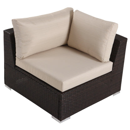 Francisco 5pc Outdoor Brown Wicker/Aluminum Seating Sectional Set w/ Cushions
