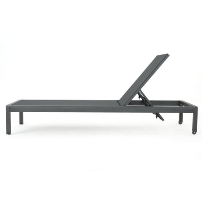 Coral Bay Outdoor Gray Aluminum Chaise Lounge and C-Shaped Side Table