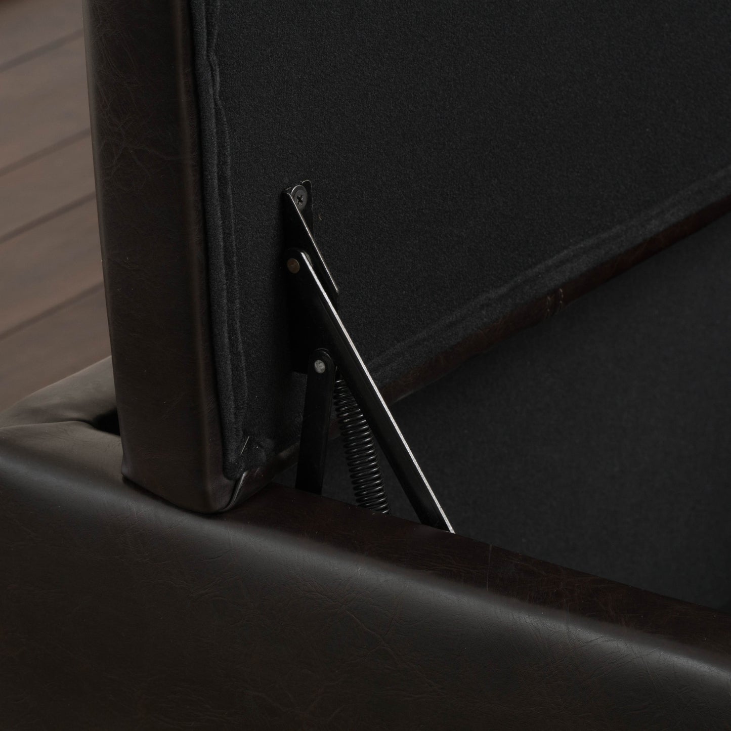 Lannisport Contemporary Button Tufted Brown Split Top Storage Ottoman