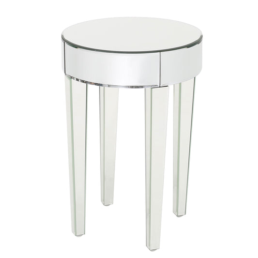 Alvo Modern Glam Round Mirrored Side Table with Tapered Legs