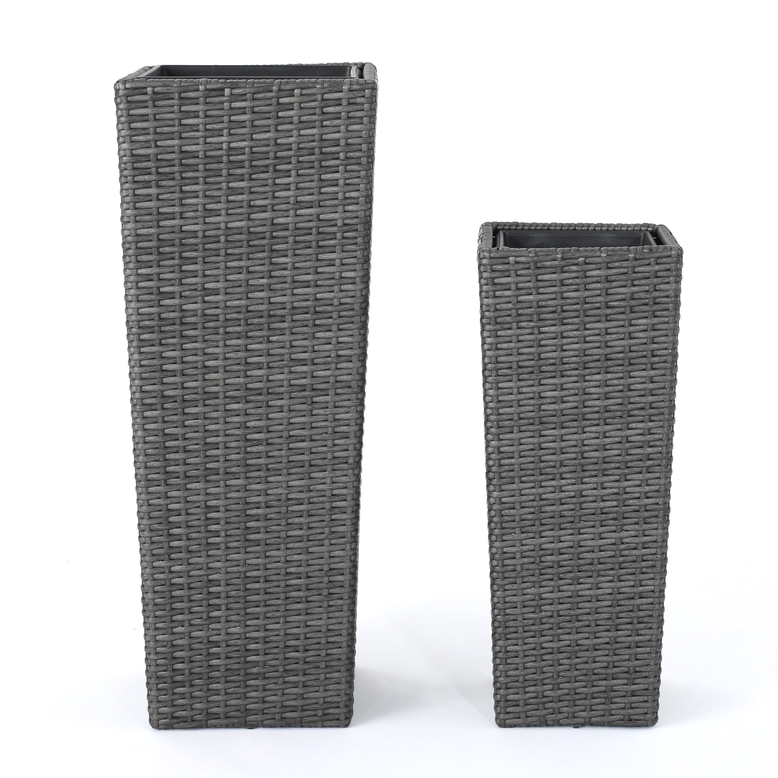 small wicker plant pots Eden Outdoor Wicker Flower Pots (Set of 2) Gray Wicker