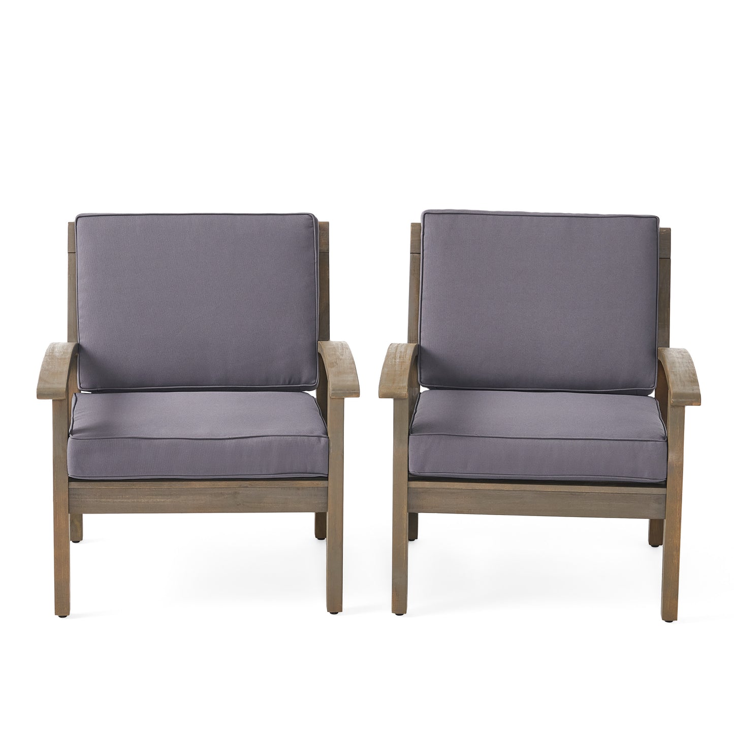 Keanu Outdoor Wooden Club Chairs (Set of 2)
