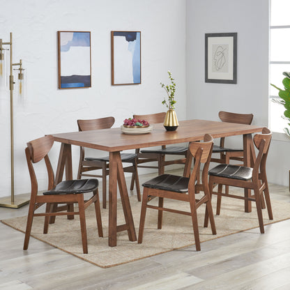 Camilla Mid-Century Modern 7 Piece Dining Set with A-Frame Table