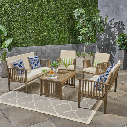 Cape Outdoor 5-Piece Acacia Wood Sofa Set