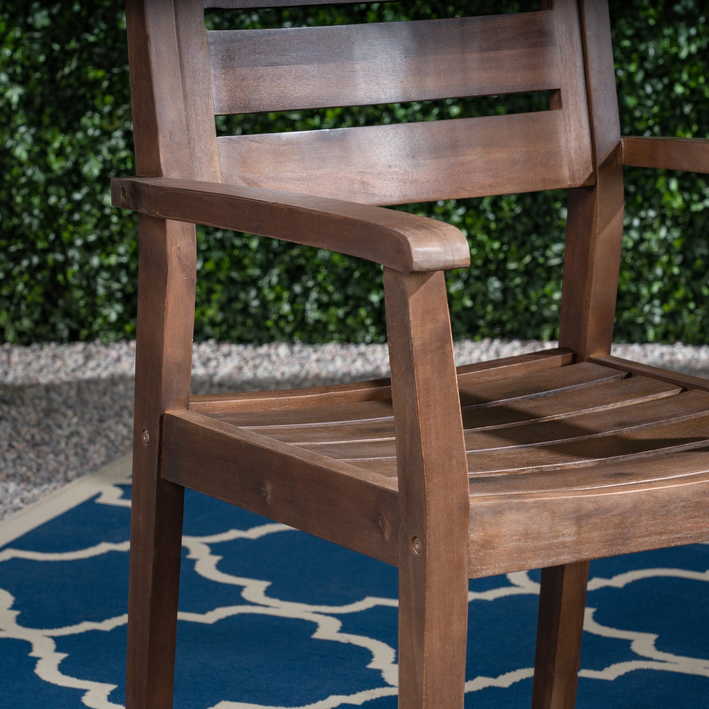 Azyia Outdoor Rustic Acacia Wood 7 Piece Dining Set