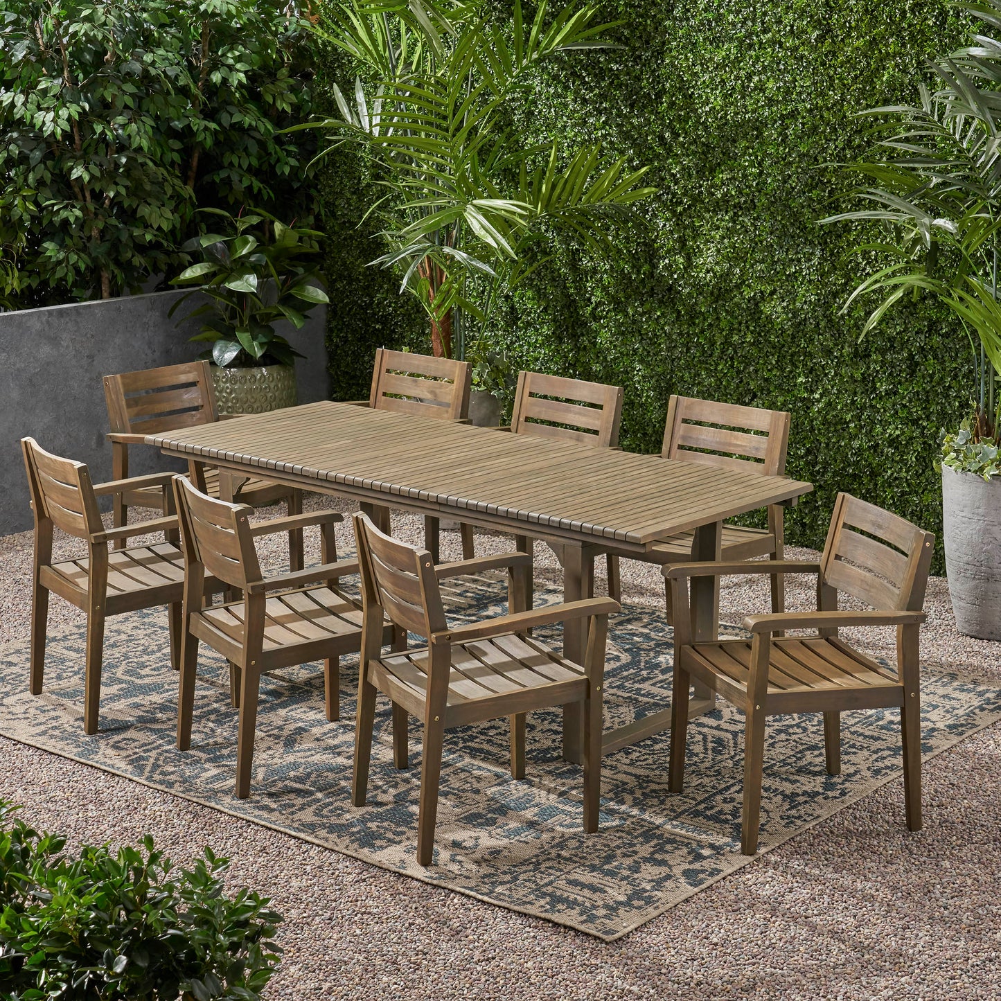 Fern Outdoor 8 Seater Expandable Acacia Wood Dining Set