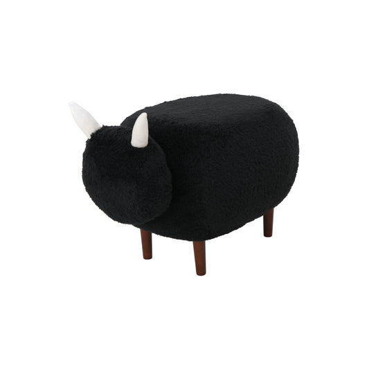 Brebis Furry Sheep Ottoman, Black