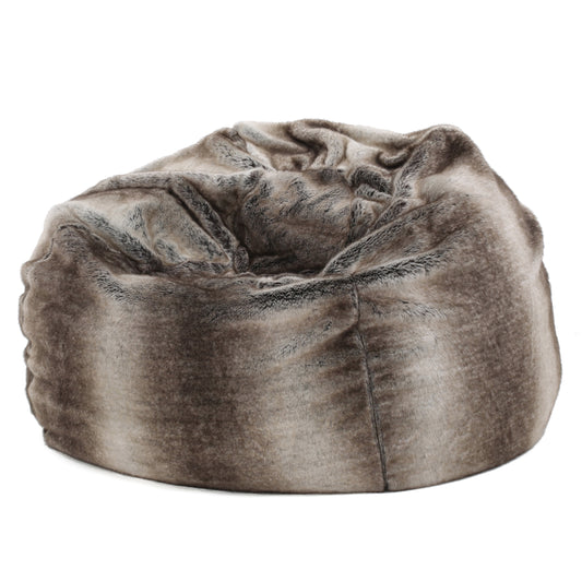 Meridian Modern Glam Round Faux Fur Fabric Bean Bag