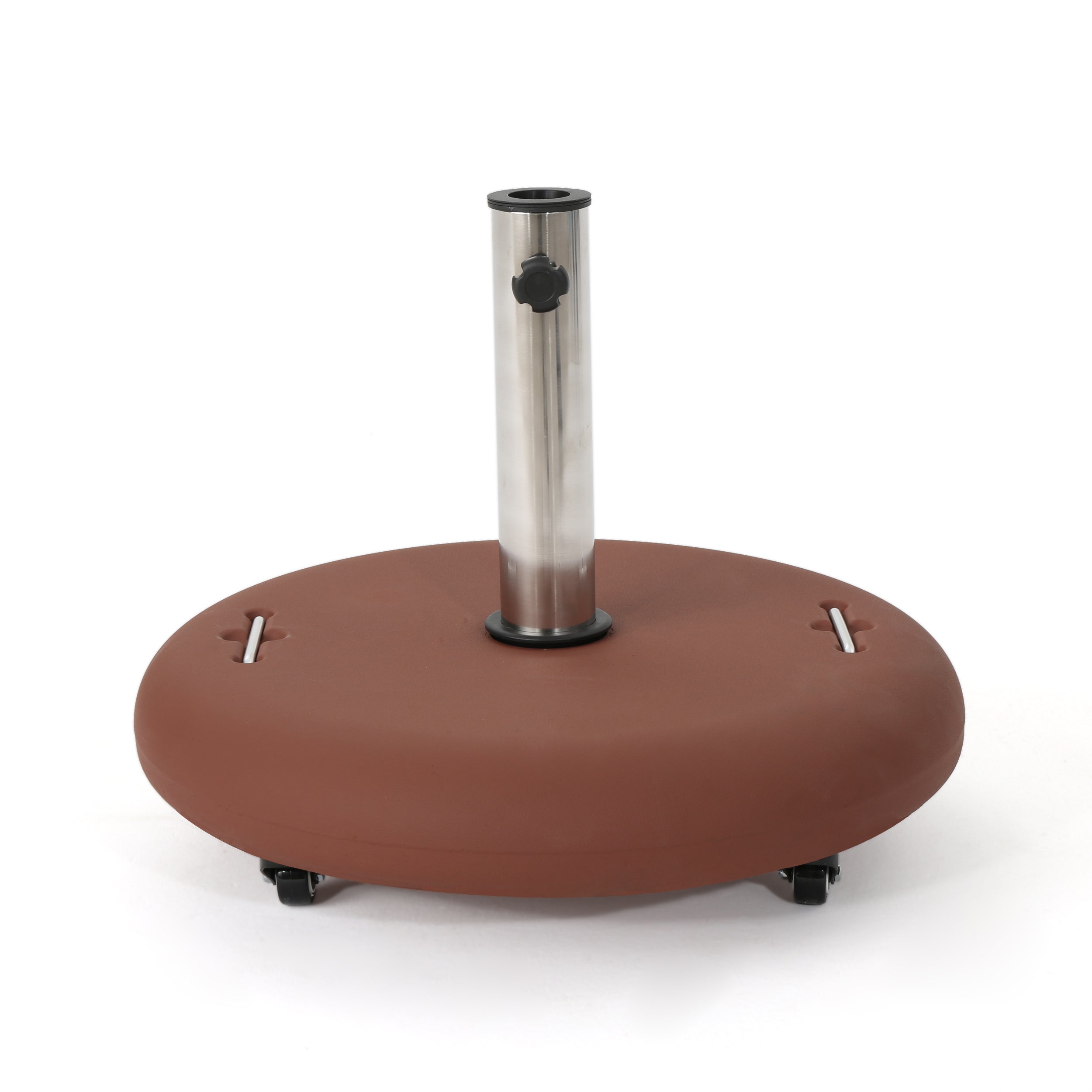 80lb patio umbrella stand Louise Outdoor Concrete Circular 80lb Umbrella Base with Steel Umbrella Holder Teal
