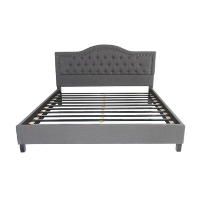 Dante Contemporary Upholstered Bed Set with Nailhead Trim