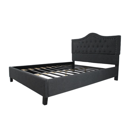 Dante Contemporary Upholstered Bed Set with Nailhead Trim