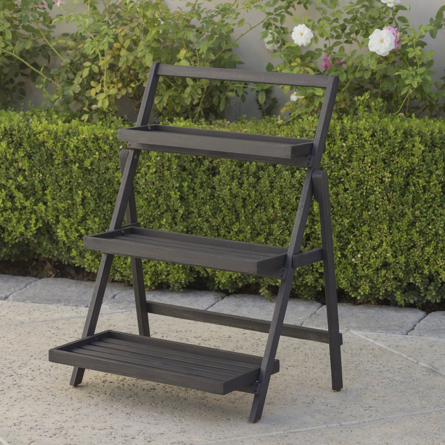 Topside Outdoor Acacia Wood Plant Stand
