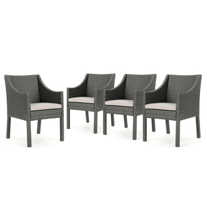Aspen Outdoor Wicker Dining Chairs with Water Resistant Cushions (Set of 4)