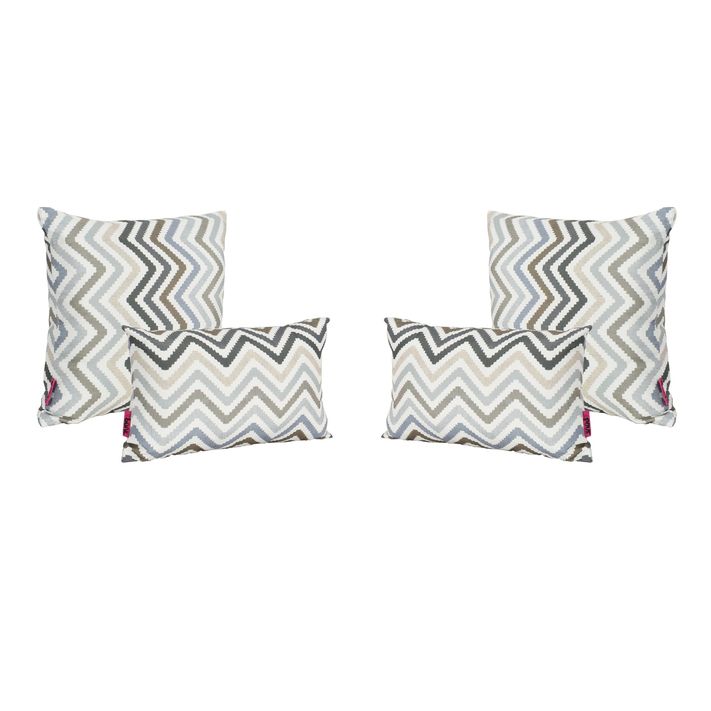 Kimpton Outdoor Zig Zag Striped Water Resistant Tasseled Square and Rectangular Throw Pillows (Set of 4)