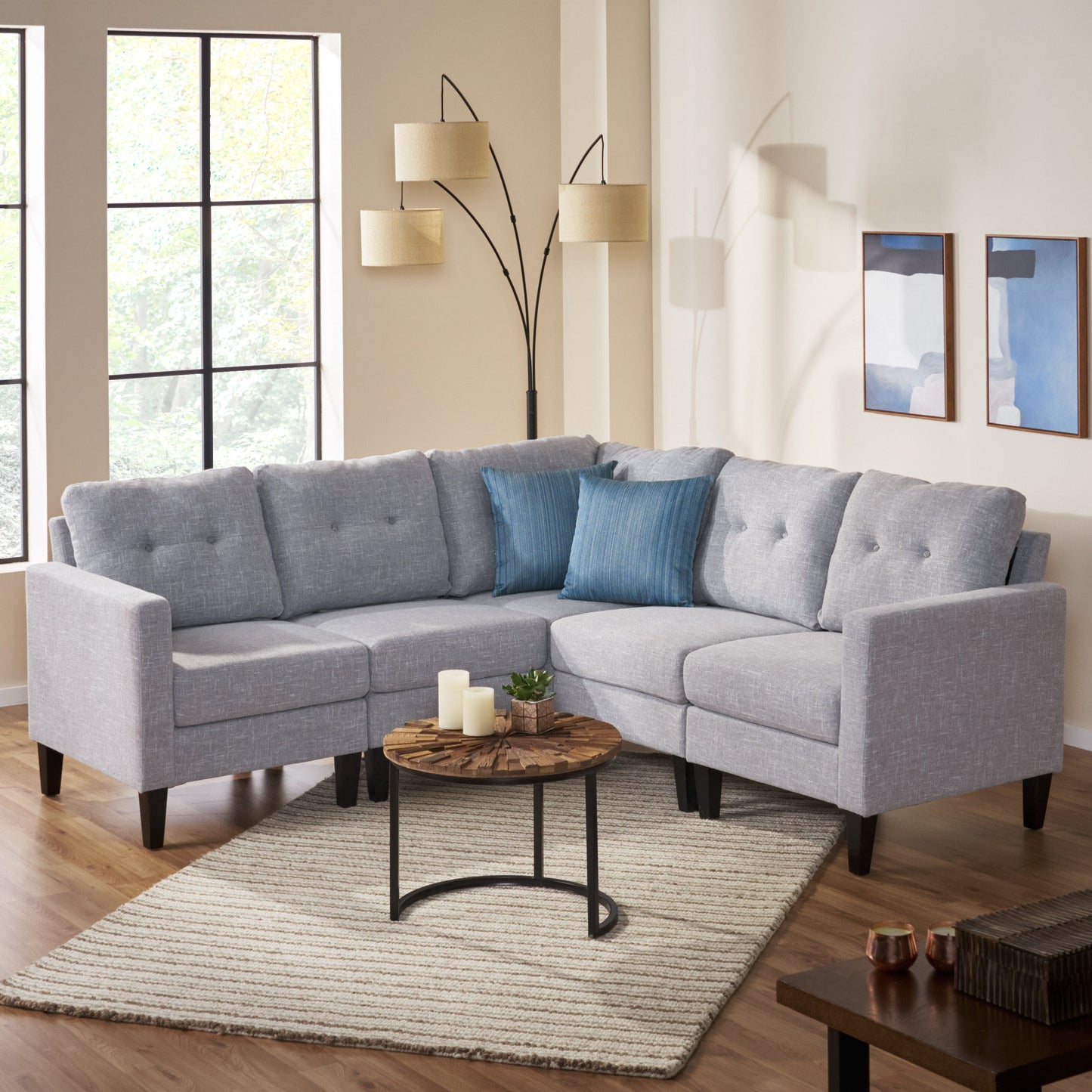 Marsh Mid Century Modern Sectional Sofa Set