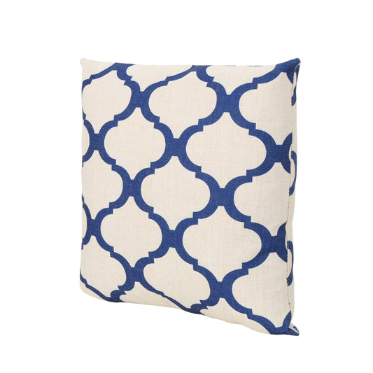 Oscar Outdoor Water Resistant 18-inch Square Pillow, Blue on Beige
