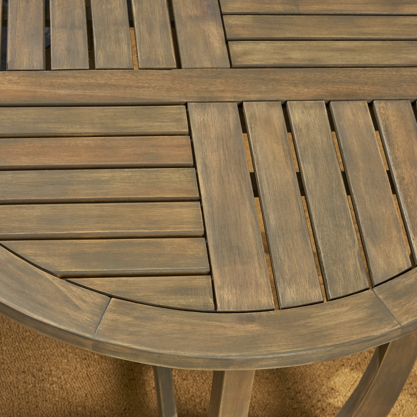 Marcell Outdoor Acacia Wood 3 Piece Dining Set with Mesh Seats