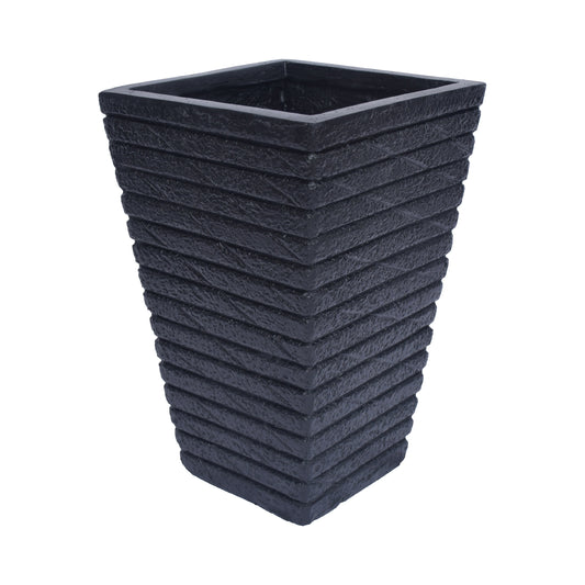 Hedy Garden Urn Planter, Square, Tapered, Riveted, Lightweight Concrete