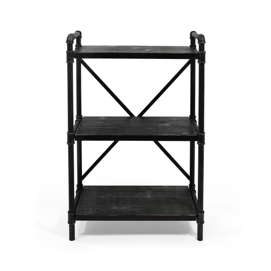 Bleckley Industrial Pipe Design 3-Shelf Etagere Bookcase