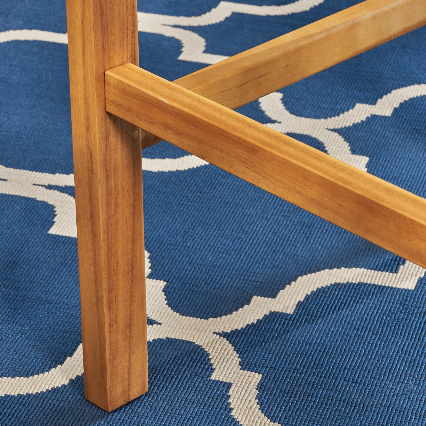 Gill Acacia Patio Bar Stools, 46", Bar-Height, Acacia Wood, Natural Stain with Cream Cushions (Set of 4)