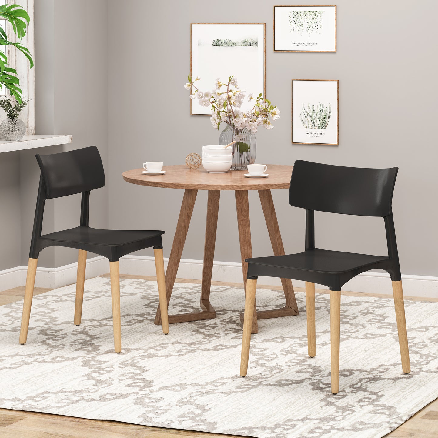 Isabel Modern Dining Chair with Beech Wood Legs (Set of 2)