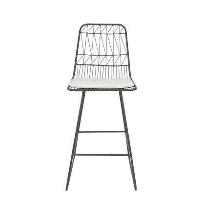 Hedy Outdoor Wire Counter Stools with Cushions (Set of 2)