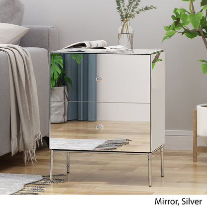 Eternis Modern Mirrored Two Drawer Cabinet