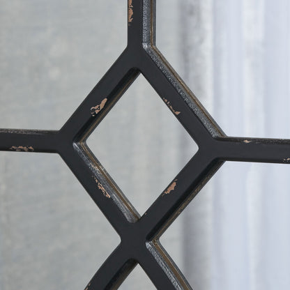 Zoe Rectangular Wooden Rustic Farmhouse Mirror, Distressed Black Frame