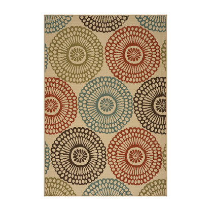 Pine Indoor/Outdoor Floral Area Rug, Beige and Multicolored