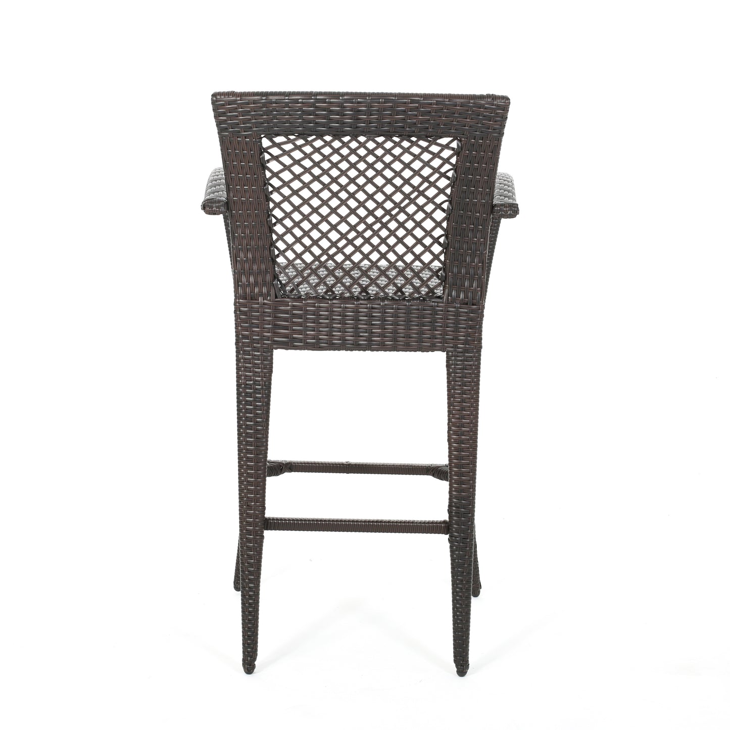Megan Outdoor 46" Wicker Barstool (Set of 4), Multi Brown Finish