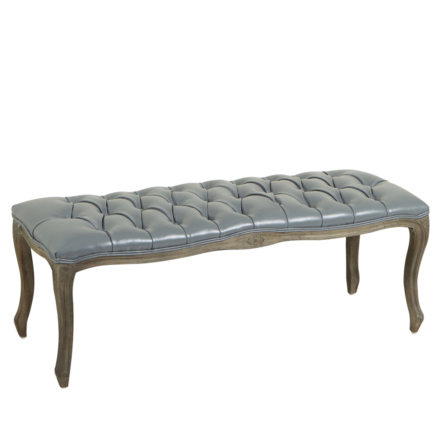 Francis Traditional Button Tufted Bonded Leather Bench