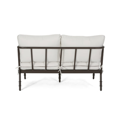 Francis Outdoor Aluminum Loveseat and Coffee Table with Cushions