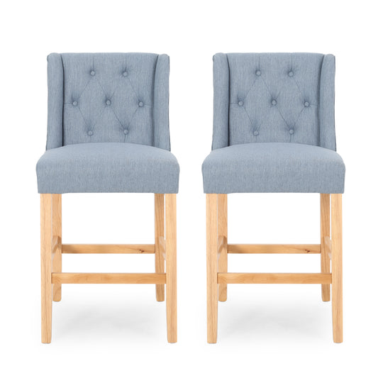 Willamina Button Tufted Fabric Wingback Counterstool (Set of 2)