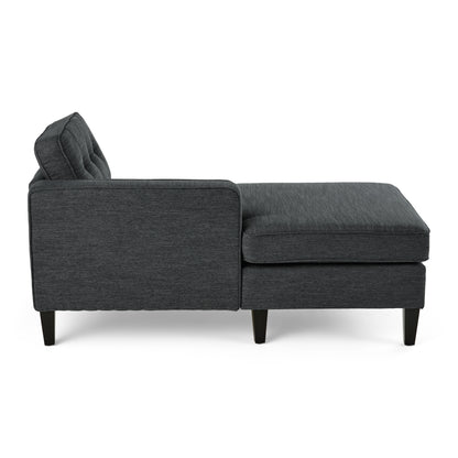 Grace Contemporary Fabric Chaise Sectional with Button Accents
