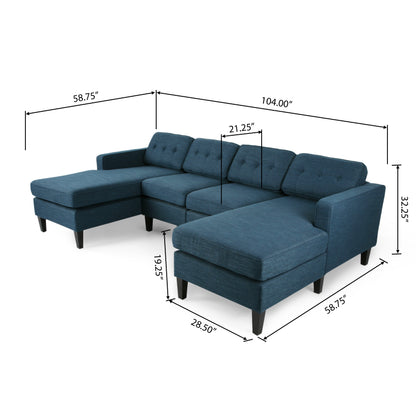 Grace Contemporary Fabric Chaise Sectional with Button Accents