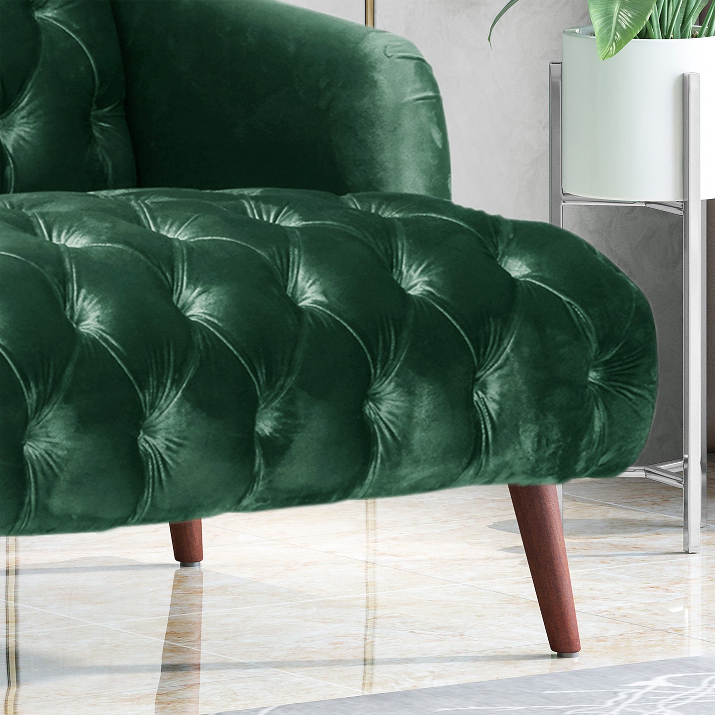 Kayleigh Modern Glam Tufted Velvet 3 Seater Sofa