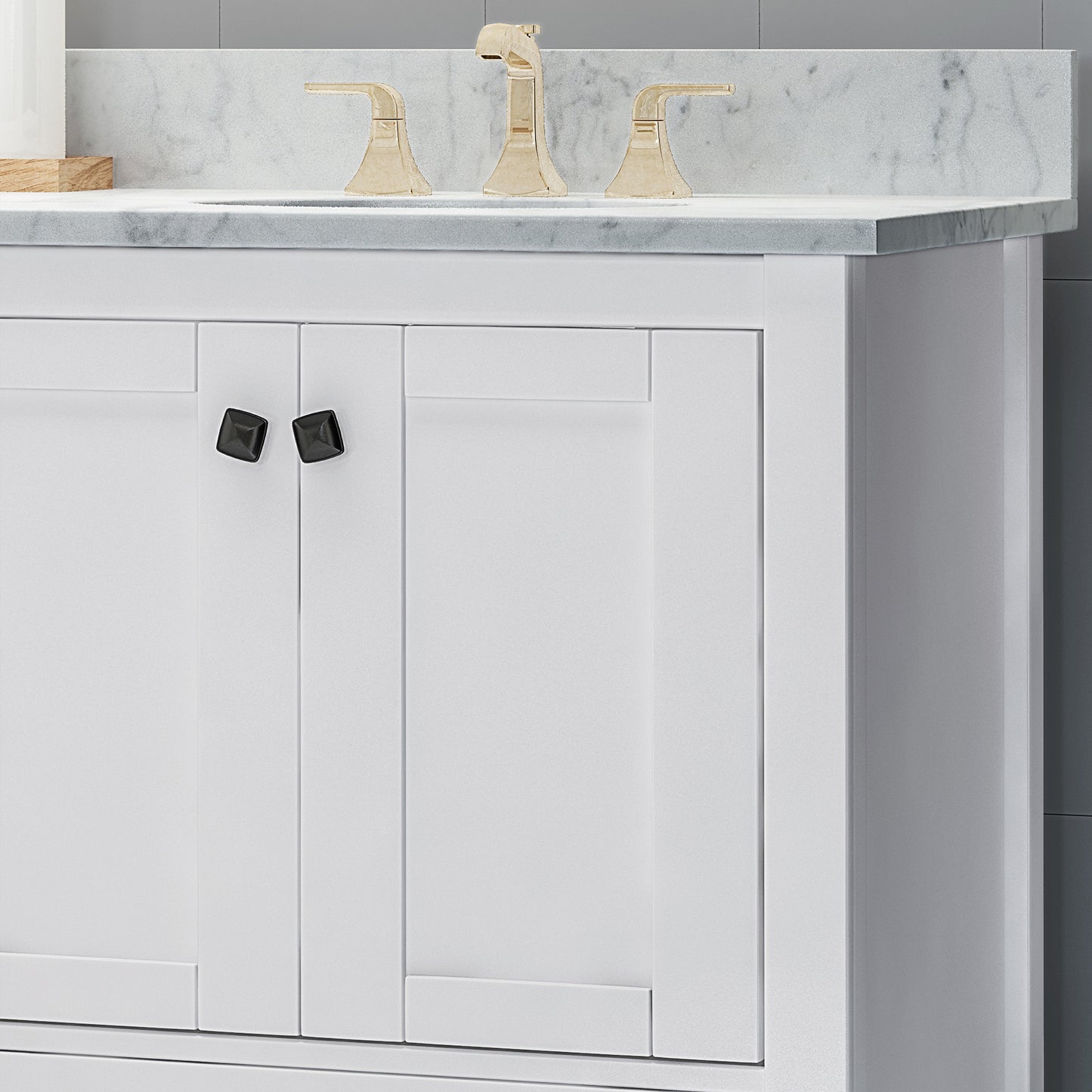 Laranne Contemporary 72" Wood Double Sink Bathroom Vanity with Marble Counter Top with Carrara White Marble