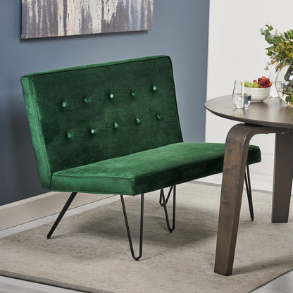 Beatrice Modern Tufted Velvet Dining Bench Settee with Hairpin Legs