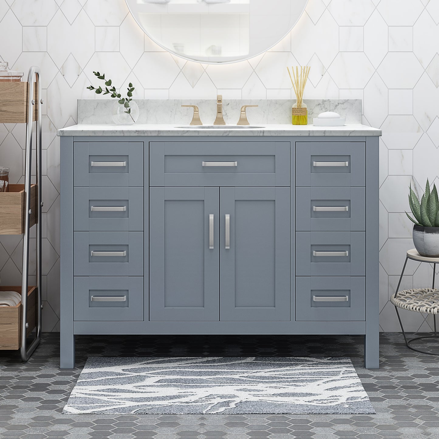 Greeley Contemporary 48" Wood Bathroom Vanity (Counter Top Not Included)