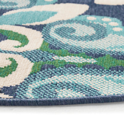 Pazel Indoor/Outdoor Floral Area Rug, Blue and Green