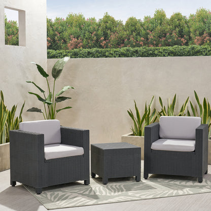 Riley Outdoor Wicker Print 2 Seater Chat Set with Side Table