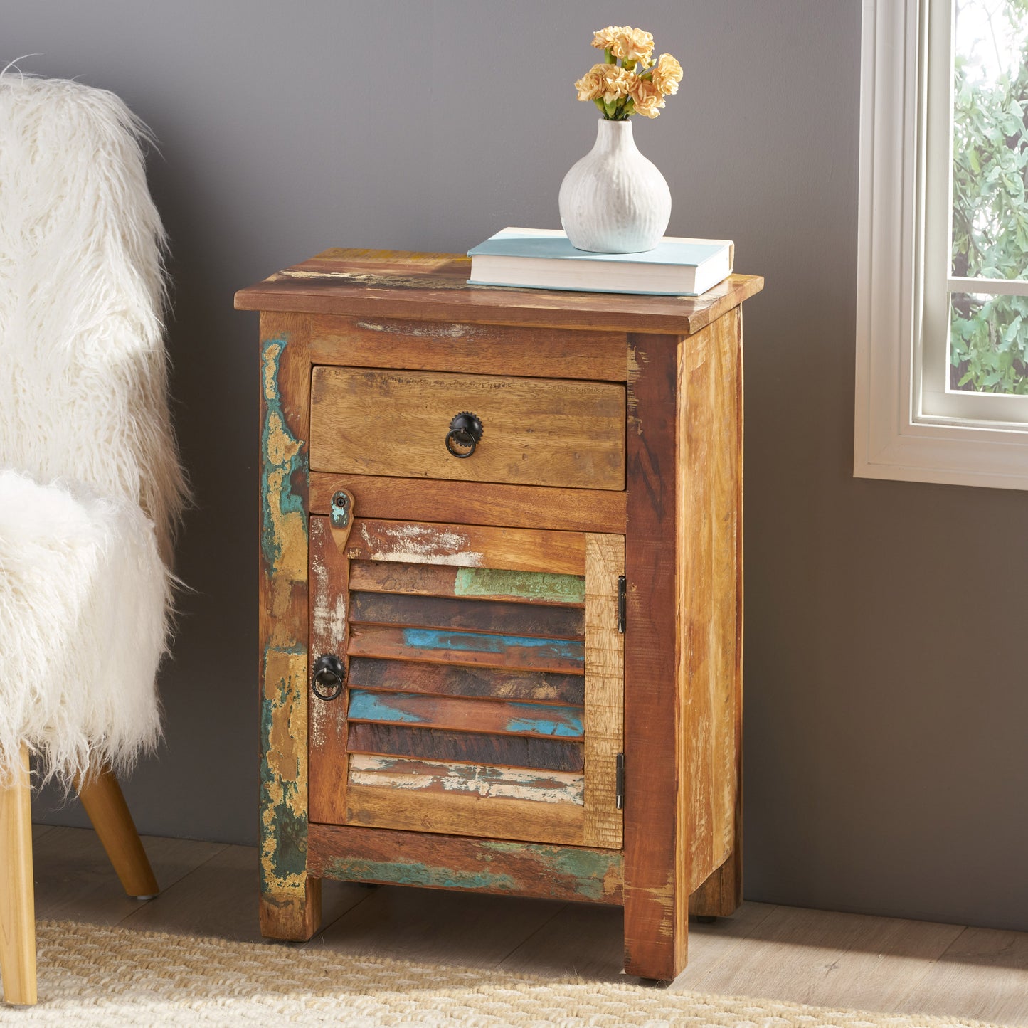 Salome Wooden Side Table with Drawer