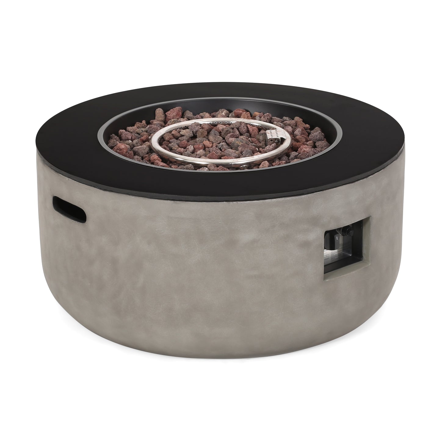 Laini Outdoor Modern 31-Inch Circular Fire Pit with Tank Holder