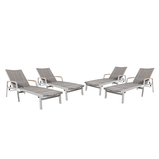 Stanley Outdoor Wicker and Aluminum Chaise Lounges (Set of 4), Gray Finish