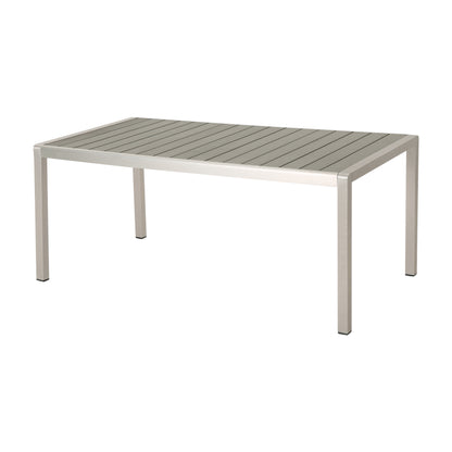 Cherie Outdoor Modern Aluminum 6 Seater Dining Set with Dining Bench
