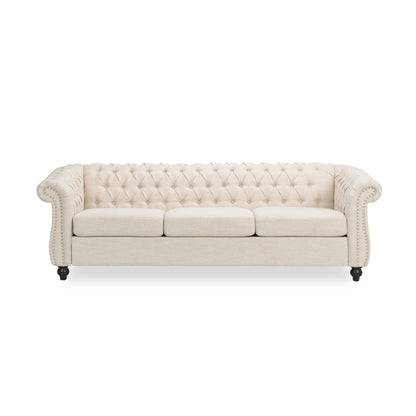 Adetokunbo Tufted Fabric Chesterfield 3 Seater Sofa